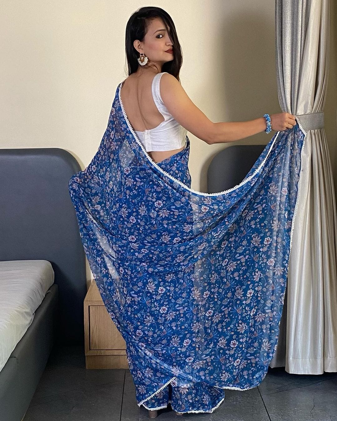 One Minute Ready To Wear Floral Elegance Blossom Breeze Saree