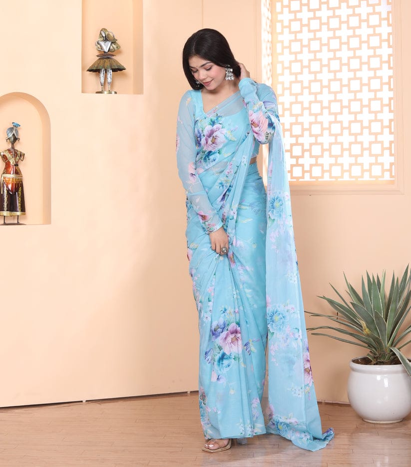 One Minute Ready To Wear Floral Elegance Blossom Breeze Saree