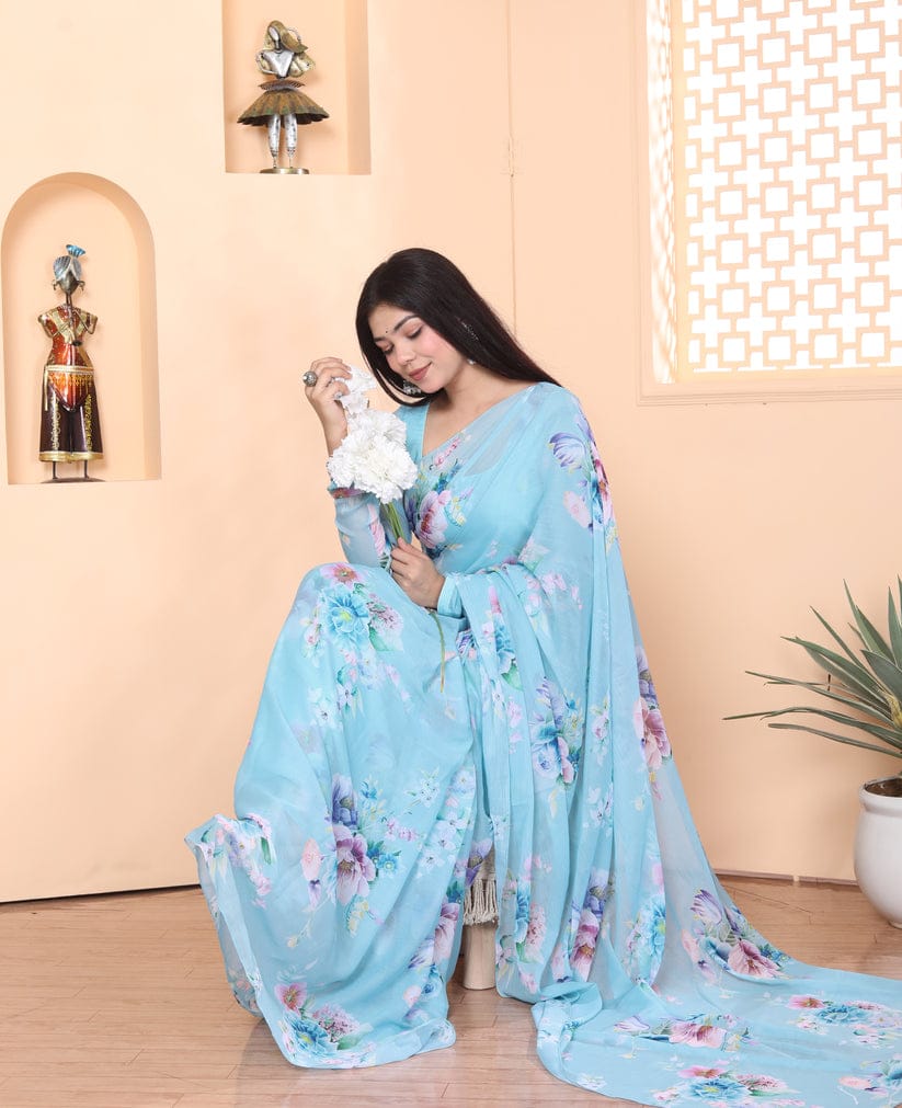 One Minute Ready To Wear Floral Elegance Blossom Breeze Saree