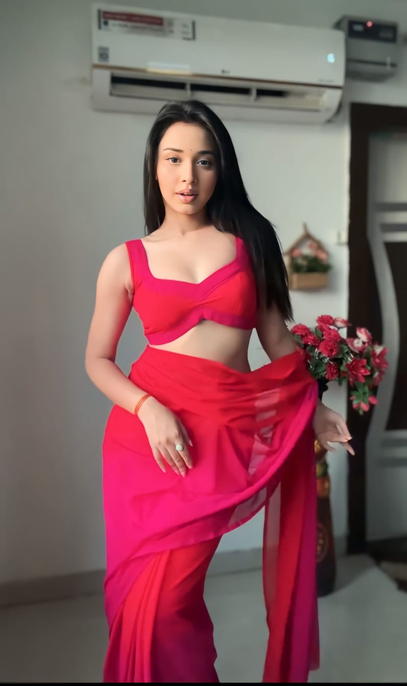 One Minute Ready To Wear Red Ombre Georgette Saree