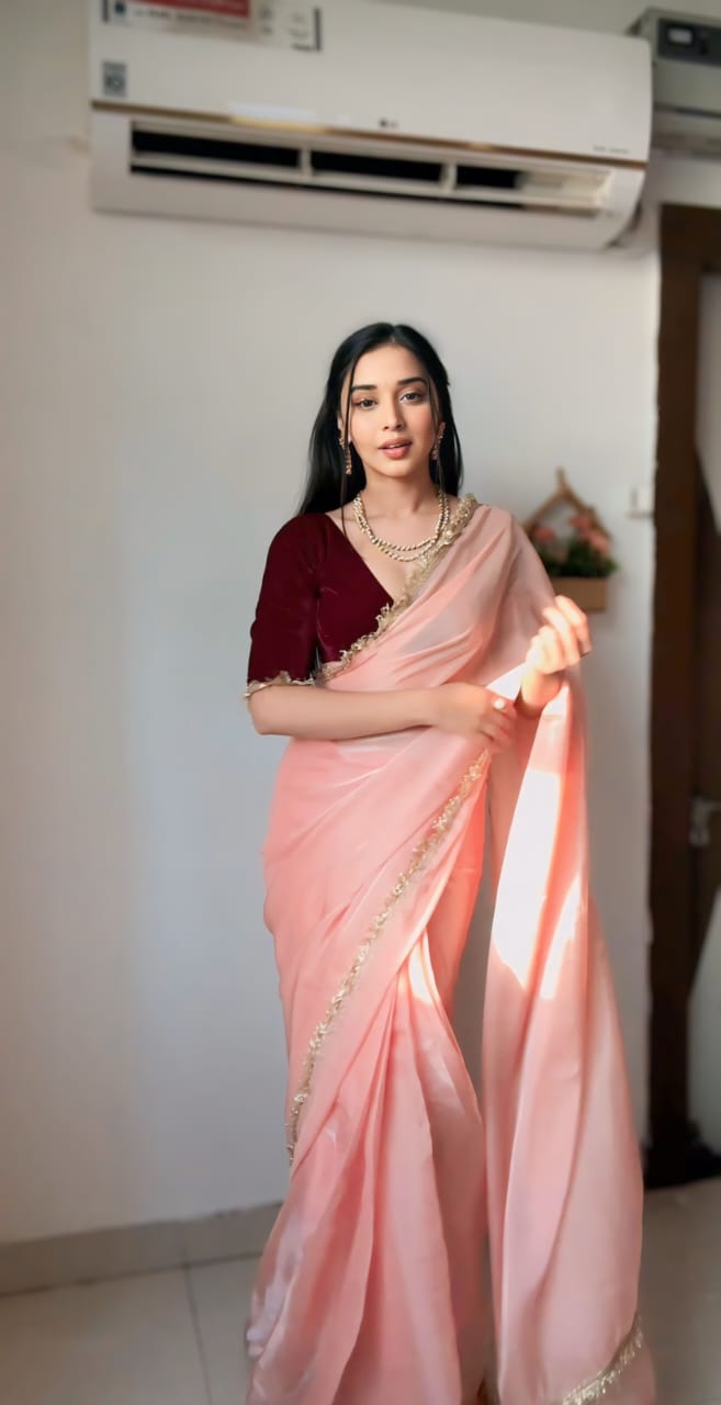 One Minute Ready To Wear Lace Border Saree