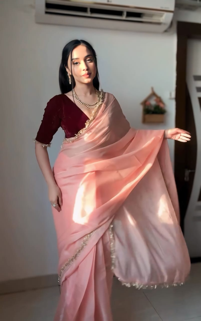 One Minute Ready To Wear Lace Border Saree