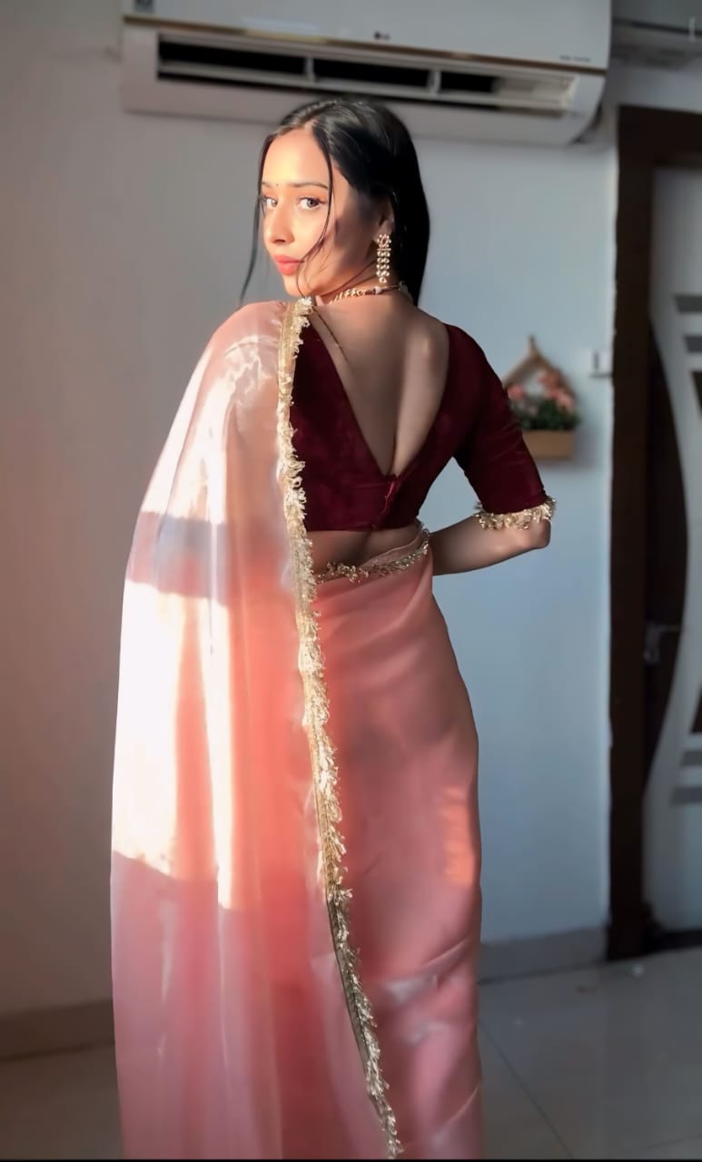 One Minute Ready To Wear Lace Border Saree