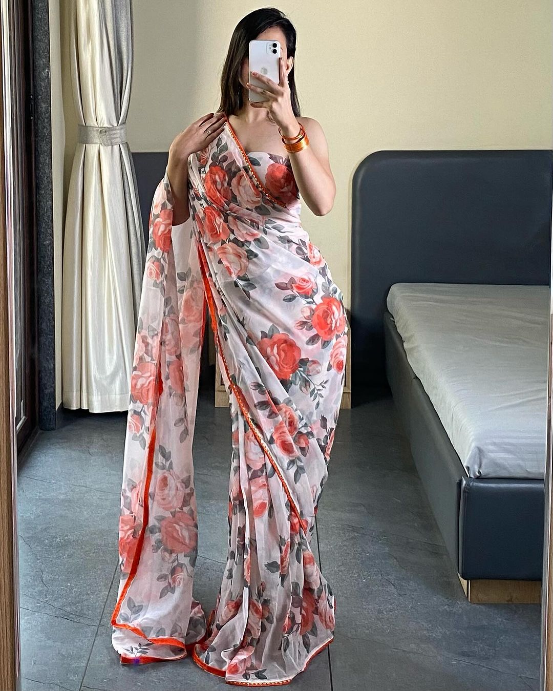 One Minute Ready To Wear Floral Elegance Glamour Saree